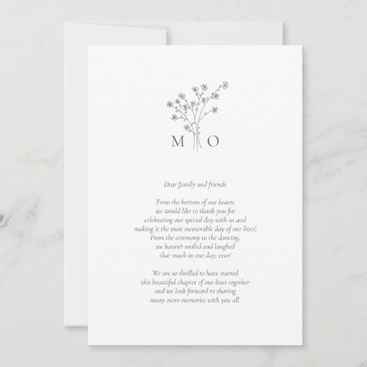 シンプルフローラブーケ結婚写真 サンキューカード (正面)