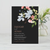 シンプルフローラボホブラック&ピンク結婚ズ 招待状 (スタンド正面)