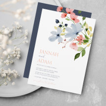 シンプルフローラボホブルーとピンク結婚ズ