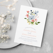 シンプルフローラボホブルーとピンク結婚ズ