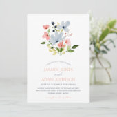 シンプルフローラボホブルーとピンク結婚ズ 招待状 (スタンド正面)