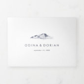 シンプルフローラマウンテン結婚の写真をすべて1つ 三つ折り招待状 (カバー)