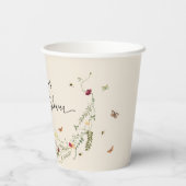 シンプルフローラミニマルブライダルシャワーパーティー 紙コップ (裏面)