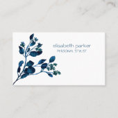 シンプルフローラミニマルブルーとホワイトフェミニンシック 名刺 (正面)
