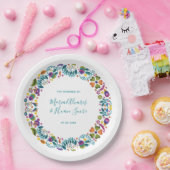 シンプルフローラメ結婚キシコパーソナライズされたン ペーパープレート (パーティー)