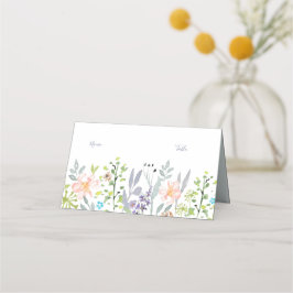 シンプルフローラモダングリーンリーウェディングレセプション プレイスカード