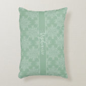 シンプルフローラモダンダマスクパターンLight Sage アクセントクッション (正面(垂直))