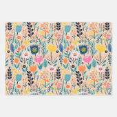シンプルフローラモダンフォークアートイラストレーション ラッピングペーパーシート (正面3)