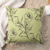 シンプルフローラモダンボホパターンライトイエロー クッション (ブランケット)