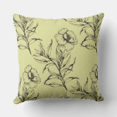 シンプルフローラモダンボホパターンライトイエロー クッション (裏面)
