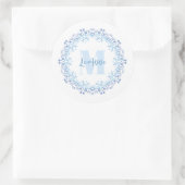 シンプルフローラモノグラムエレガントイニシャル名 ラウンドシール (バッグ)