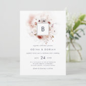シンプルフローラモノグ結婚ラム 招待状 (スタンド正面)