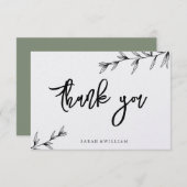 シンプルフローララインアートサンキューカード サンキューカード (正面/裏面)