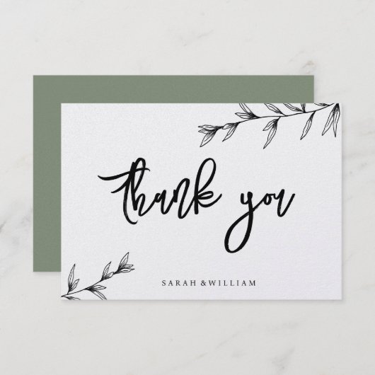 シンプルフローララインアートサンキューカード サンキューカード (正面/裏面)