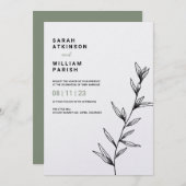 シンプルフローララインアート結婚式招待状 招待状 (正面/裏面)