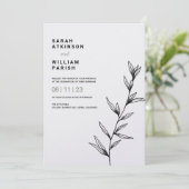 シンプルフローララインアート結婚式招待状 招待状 (スタンド正面)