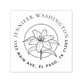 シンプルフローララウンドネーム差出人住所 セルフインキングスタンプ (デザイン)