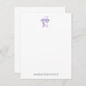 シンプルフローララベンダーティーパーソナライズされたタイム ノートカード (正面/裏面)