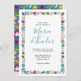 シンプルフローラルパターンメキシコスタイル結婚ズ 招待状