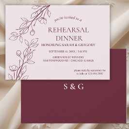 シンプルフローラルビーワインリハーサルディナー 招待状