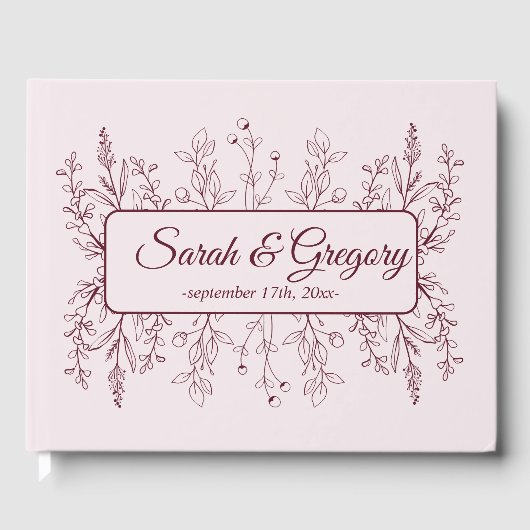 シンプルフローラルビーワ結婚インズ ゲストブック (正面)