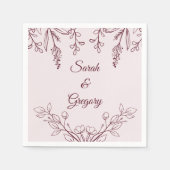 シンプルフローラルビーワ結婚インズ スタンダードカクテルナプキン (正面)