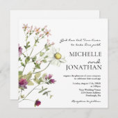 シンプルフローラワイルドフラワーズガーデンクリスチャン結婚ズ 招待状 (正面/裏面)