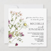シンプルフローラワイルドフラワーズガーデンクリスチャン結婚ズ 招待状 (正面)