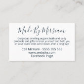 シンプルフローラ手作りオーガニックスパ体石鹸 名刺 (裏面)