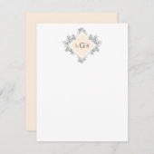 シンプルフローラ描オレンジ ノートカード (正面/裏面)