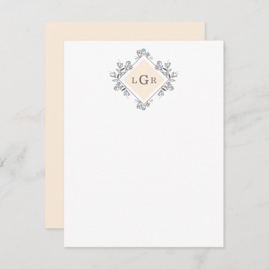 シンプルフローラ描オレンジ ノートカード (正面/裏面)