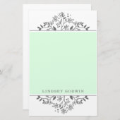 シンプルフローラ描グリーン 便箋 (正面/裏面)