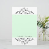 シンプルフローラ描グリーン 便箋 (スタンド正面)