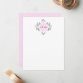 シンプルフローラ描ピンク ノートカード (正面/裏面インサイチュ)