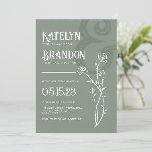 シンプルフローラ株の指結婚示 招待状 (スタンド正面)