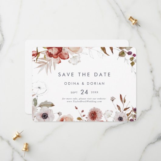 シンプルフローラ水平 セーブザデート (正面/裏面インサイチュ)