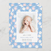 シンプルフローラ水彩可愛い誕生 案内状 (正面/裏面)