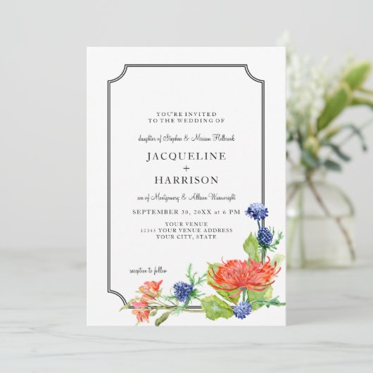 シンプルフローラ水彩秋オレンジムアザミ3 招待状 (スタンド正面)