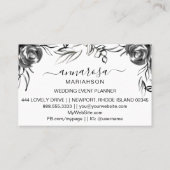 *~シンプルフローラ水彩黒エレガント花 名刺 (裏面)