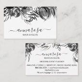 *~シンプルフローラ水彩黒エレガント花 名刺 (正面/裏面)