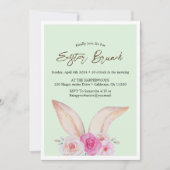 シンプルフローラ水色イースターブランチ卵狩り 招待状 (正面)