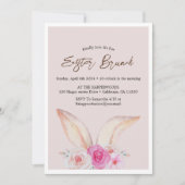 シンプルフローラ水色イースターブランチ卵狩り 招待状 (正面)