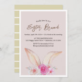 シンプルフローラ水色イースターブランチ卵狩り 招待状 (正面/裏面)