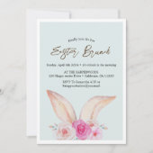 シンプルフローラ水色イースターブランチ卵狩り 招待状 (正面)