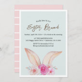 シンプルフローラ水色イースターブランチ卵狩り 招待状 (正面/裏面)