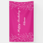 シンプルフローラ熱エレガントピンク誕生日発泡板 横断幕 (縦)