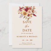 シンプルフローラ秋日付の保存 招待状 (正面)