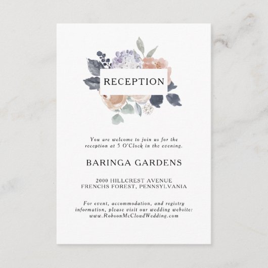 シンプルフローラ素朴ウェディング受付カード エンクロージャーカード (正面)