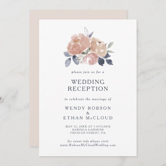 シンプルフローラ素朴ウェディング受付招待状 招待状 (正面/裏面)