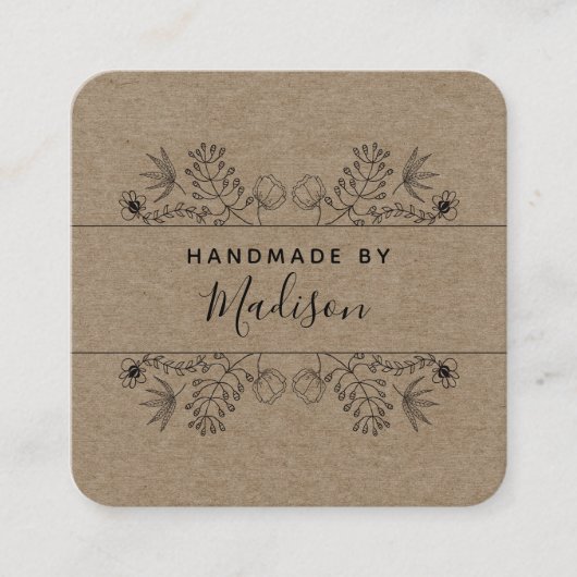 シンプルフローラ素朴クラフト手作り名刺 スクエア名刺 (正面)